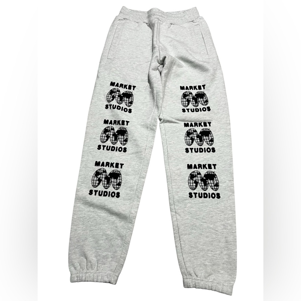 Market studios men’s sweatpants joggers gray with black print Logo size‎ x-small